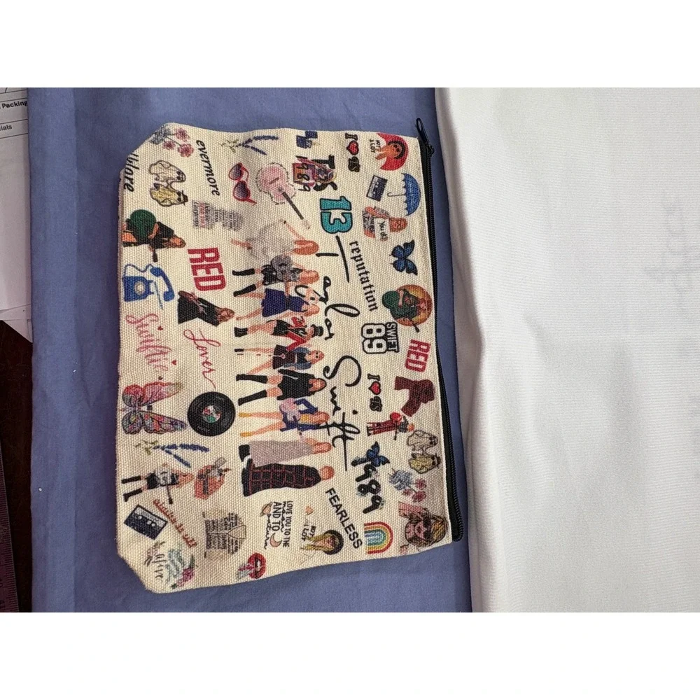 Taylor Swift Fan Bundle Eras Tour Pillow Cover Makeup Bag 75pc Sticker Pack Lot